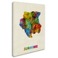 thumbnail image 2 of Trademark Fine Art "Suriname Watercolor Map" Canvas Art by Michael Tompsett, 2 of 3