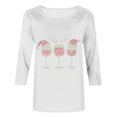 thumbnail image 5 of Christmas Outfits for Women Wine Glasses Shirt With Rhinestone Womens 3/4 Sleeve Tops Round Neck T Shirts Loose Fit Vacation Tops, 5 of 6