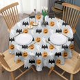 thumbnail image 3 of Halloween Pumpkin Ghost Bat Pattern Round Tablecloth 60"x60",Wrinkle Wipeable Table Cloth for Kitchen Dining Room Picnic Patio Party, 3 of 6