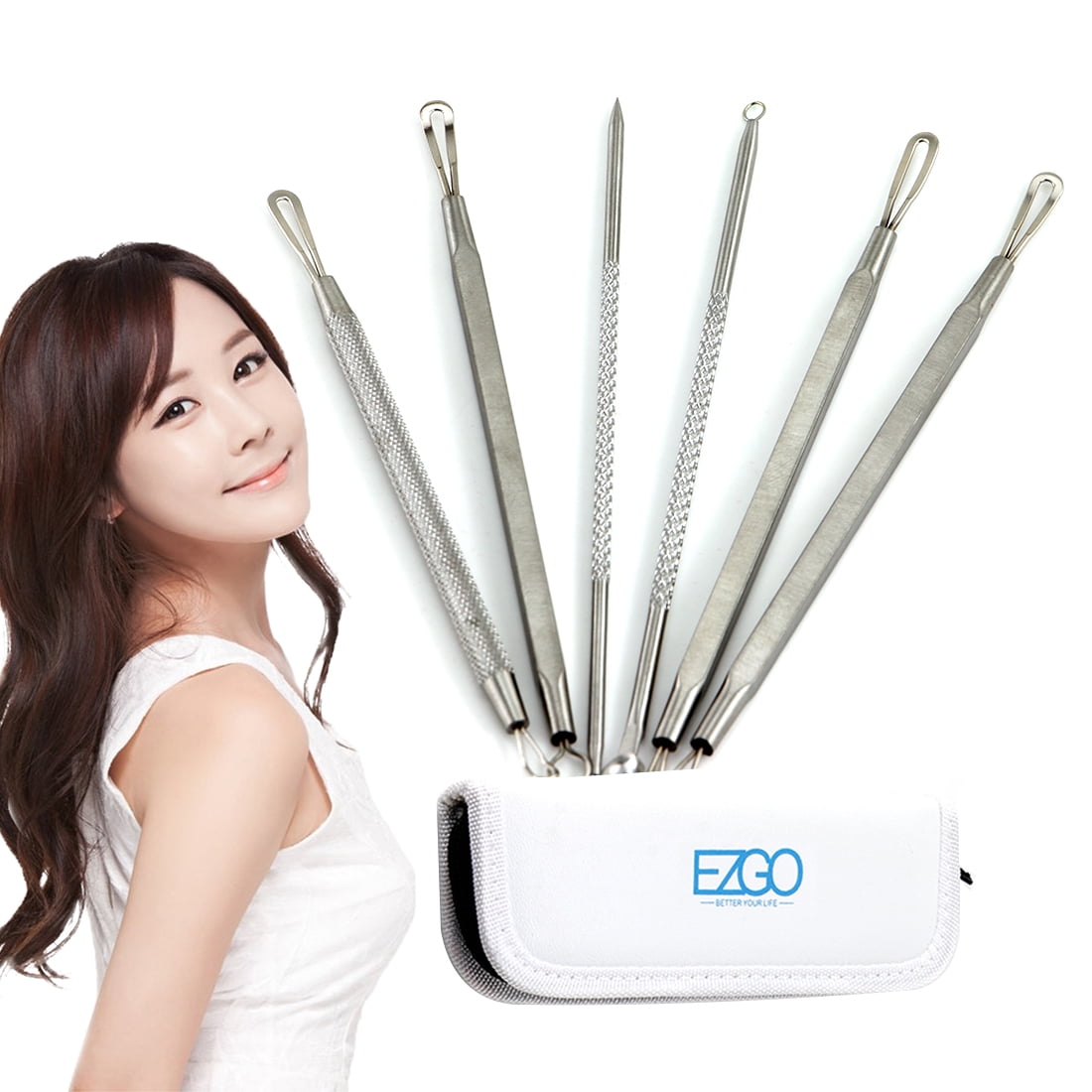 6pcs Blackhead Remover Acne Pimple Comedone Spot Popper Blemish Extractor Kit Stainless Tool