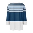 thumbnail image 5 of CLOISE Tees for Women Fall Cute Striped Blouses Crewneck 3/4 Sleeve Tees Tunic Colorblock Basic Tops Elegant Clothes Blue XL, 5 of 5