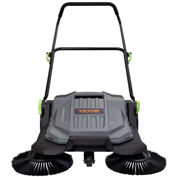Manual Walk-Behind Floor Sweeper with 25.6" Sweeping Width and 5-Gallon Waste Container,Adjustable Folding Handle for Yard,Patio,Garage and Walkway Cleaning