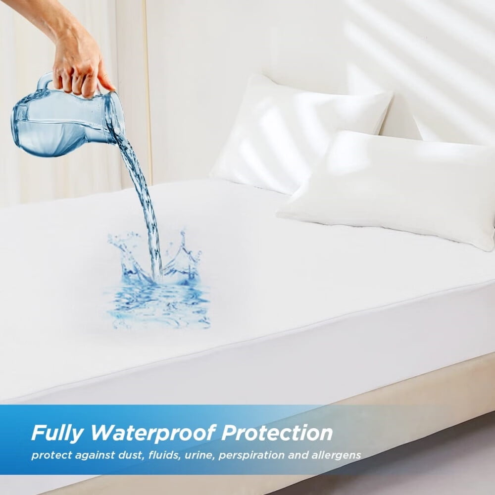 Waterproof Mattress Pad Protector 100% Organic Cotton Hypoallergenic Breathable Mattress Pad Cover,Deep Pocket