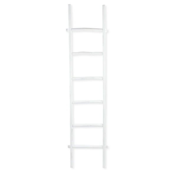 Contemporary Home Living 76.25" Rustic White Handcrafted Six Rung Decorative Ladder