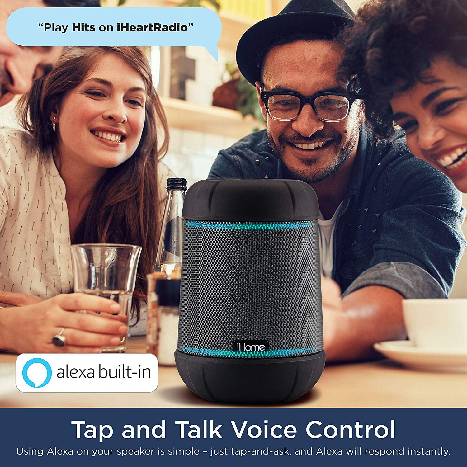 Bluetooth Rechargeable Waterproof Speaker with Voice Control