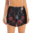 thumbnail image 2 of KLL Rose Full Moon Black Wolf Pattern Shorts Women,Athletic Shorts High Waisted Running Shorts Pocket Sporty Short Gym Elastic Workout Shorts-X-Large, 2 of 7
