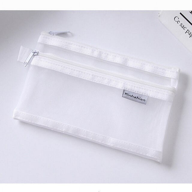 Trousse à Crayons Simple de Grande Capacité Série d'Examens d'Étudiant Carnet à Main Filet en Fil Transparent Sac de Fournitures de Rangement de Papeterie