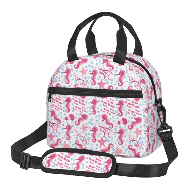 Balery Seahorse and Starfish Bolsa de Almuerzo Impresa, Caja de Almuerzo Reutilizable, Bolsa Térmica Aislada para Almuerzo, Bolsa Antiderrames