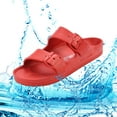 thumbnail image 6 of VICT POPU Womens Sandals Adjustable Double Buckle Strap Waterproof EVA Flat Slides，Red,Sizes 6, 6 of 6