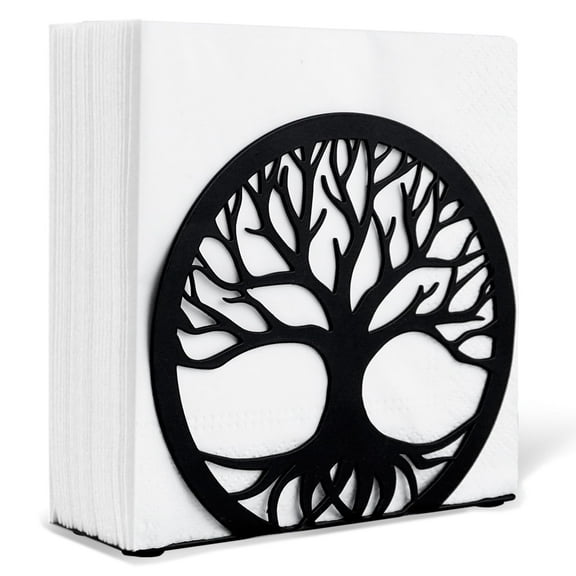 RYLZX Napkin Holder for Table, Standing Napkin Dispenser Outdoor Farmhouse Black Cocktail Napkin Holders for Kitchen Coffee Shop Dining Room (4.7"x 1.6"x 4")