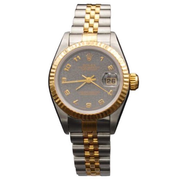 Pre-Owned Ladies Rolex Two-Tone 18K/SS Datejust Watch Slate Gray Arabic Dial 69173