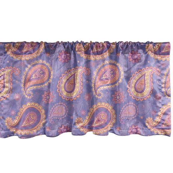 Ambesonne Ethnic Valance Pack of 2, Boho Paisley Persian, 54"X12", Lavender Peach Cream
