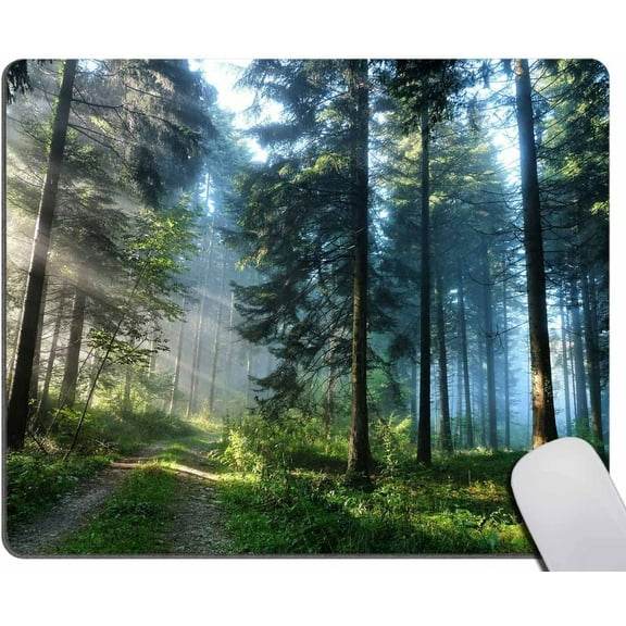 Rectangle Mouse Pad Misty Forest, Sunshine Trees Premium-Textured Custom Mouse Mat Design,Washable Mousepads Non-Slip Rubber Base Computer Mousepad Personalized for Wireless Mouse