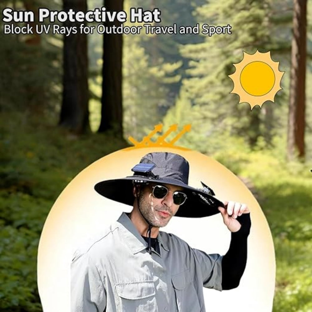 Solhalo FanHat SolarPowered Cooling Hat,Features a dual-power cooling system, adjustable and detachable fan, sun and wind protection, durability and breathability, suitable for summer hiking