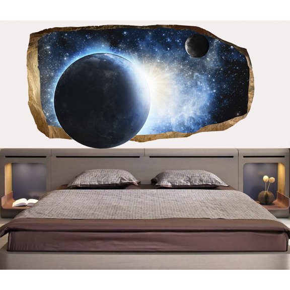 Startonight 3D Mural Wall Art Photo Decor Cosmos Amazing Dual View Surprise Wall Mural Wallpaper for Bedroom Space Collection Wall Paper Art Gift Large 47.24 ‘’ By 86.61 ‘’