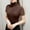 Brown, variant on Women's Mesh Tops Short Sleeve High Neck Pullover Baselayer Slim Fitted Undershirts Lightweight Shirts