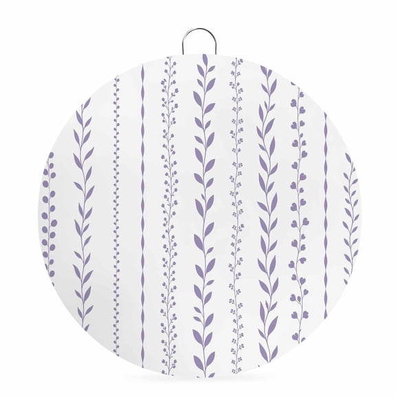 Welcome Sign for Front Door, Modern Minimalist Round Metal Wall Art Wreaths, Rustic Leaves Stripes Pattern Purple Outdoor Indoor Wall Hanging Sign for Porch Decor Housewarming Gifts 5.9 Inch