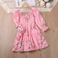 thumbnail image 4 of KkSLirnhs Infant Girls Clothes New Printed Long Sleeve Floral Pattern Round Neck Long SleevedDress Pink 100, 4 of 8