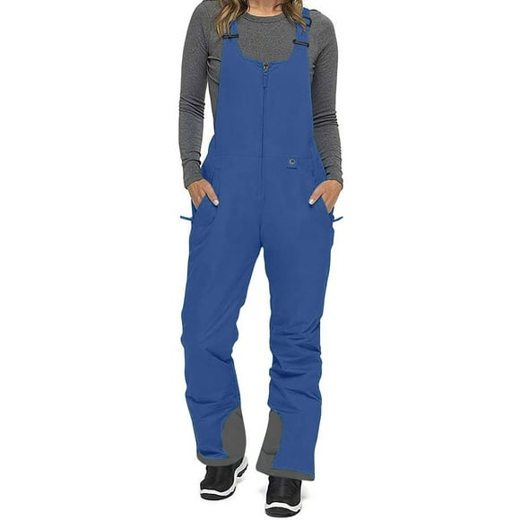 yardsong Women's Insulated Ski Bib Overalls - Waterproof Windproof Snowboarding Snow Pants Blue,L