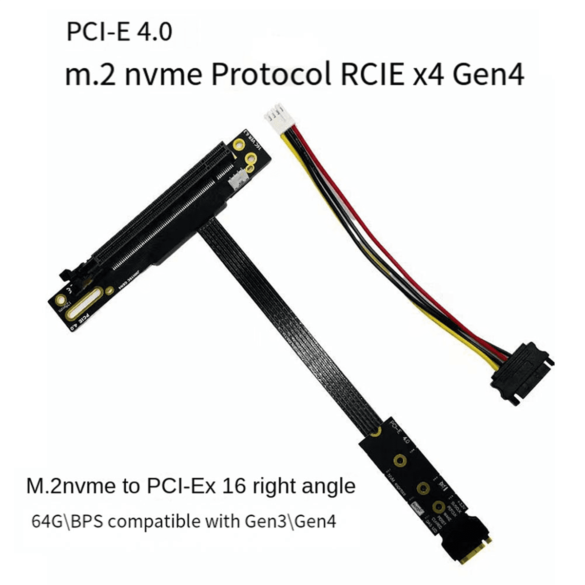 M.2 to PCIE X16 Multi-Functional Convenient VGA Adapter Cable for SSD M.2 Nvme Gen4 to PCIE 4.0 X4ES, 25CM