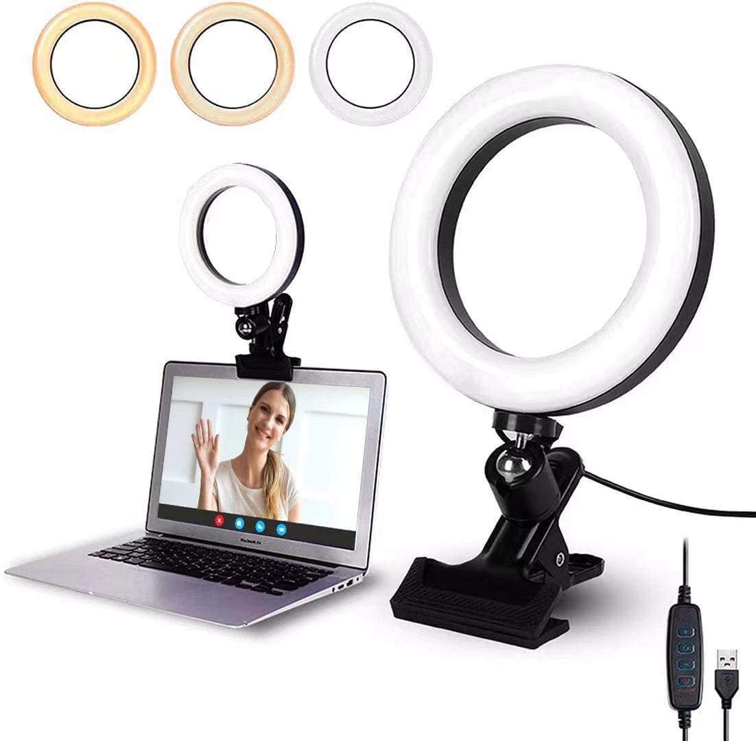 Video Conference Lighting Kit,Ring Zoom Lighting for Computer Monitor Clip on,Laptop Light for Video Conferencing,Remote Working,Zoom Calls,Self Broadcasting,Live Streaming,YouTube Video 6.3 in 