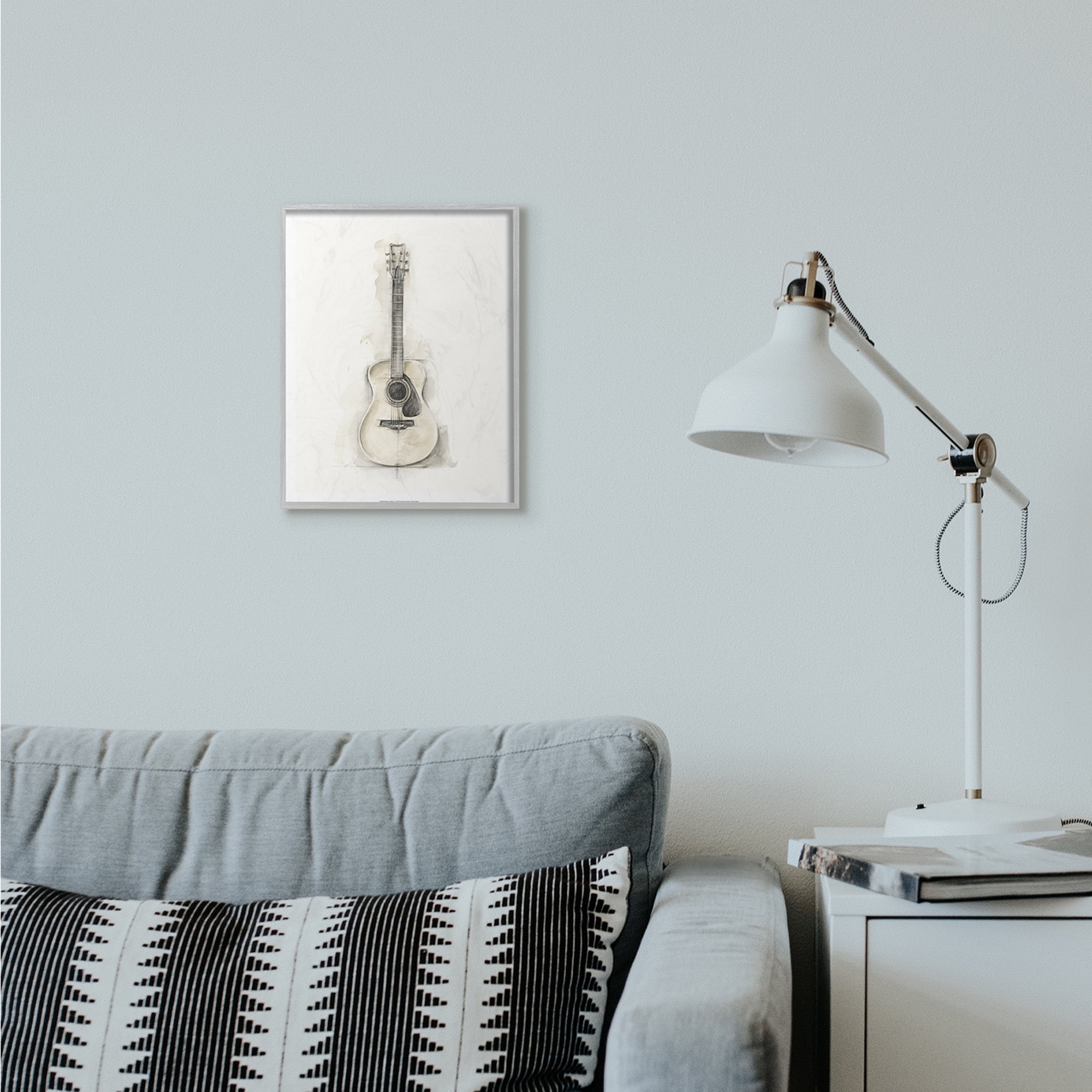 Stupell Home Décor Industries Acoustic Guitar Watercolor Drawing Framed Wall Art by Ethan Harper