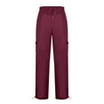 thumbnail image 2 of Ladies' Solid Drawstring Elastic Waist Pocket Pants Slacks, 2 of 7