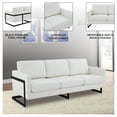 thumbnail image 6 of LeisureMod 3-Seater Sofa Upholstered in Leather with Black Geometric Stainless-Steel Base and Removable Cushions, Living Room Couch Lounge Chair in White, 6 of 11