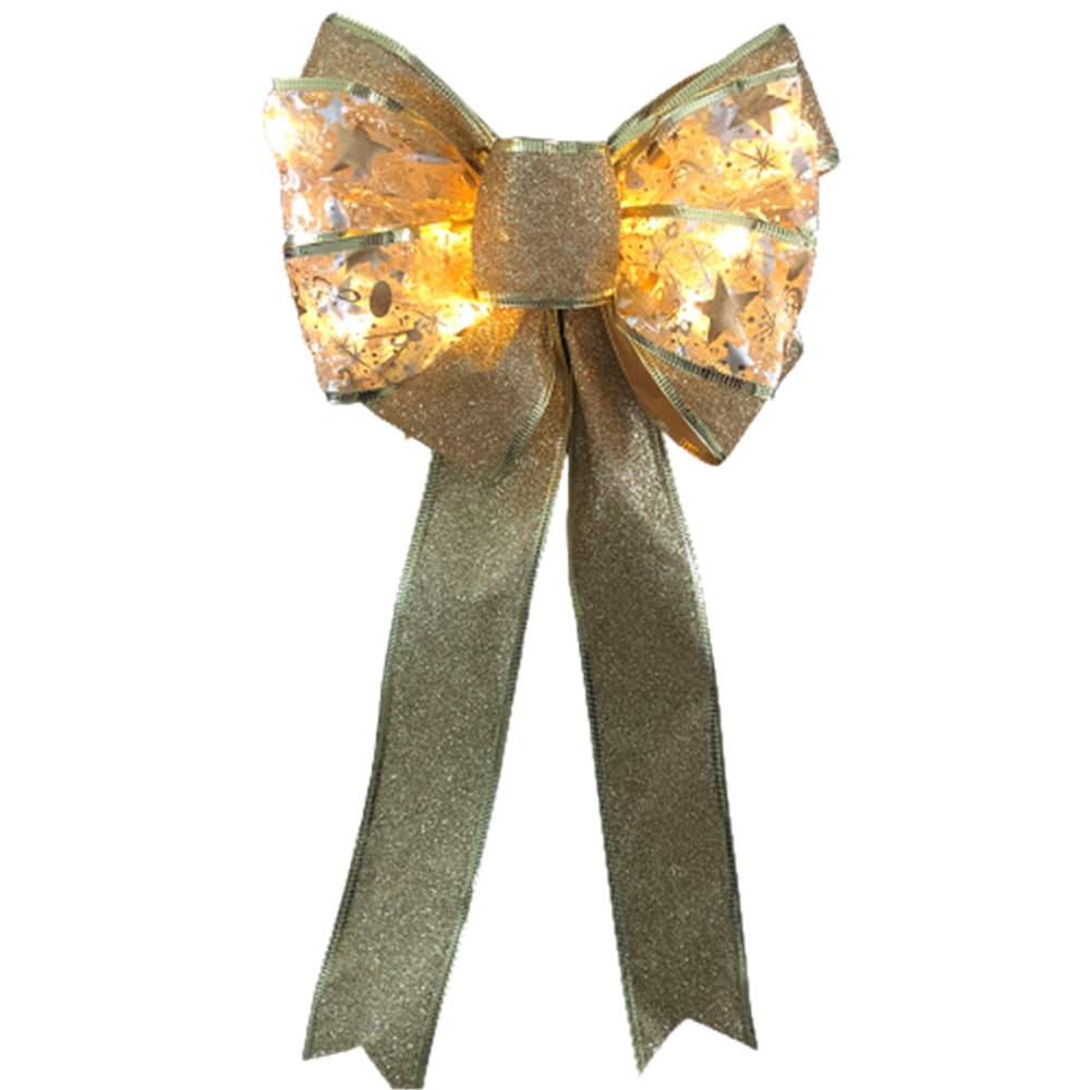 LED Christmas Bows Christmas Tree Topper Bowknot Ornaments Holiday Wedding Christmas Tree Topper