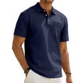 thumbnail image 5 of GrmtClth Men's Polo Shirt with Chest Pocket Short Sleeve Solid Color Business Casual Regular Fit Classic Work Tops 2026 Navy S, 5 of 7