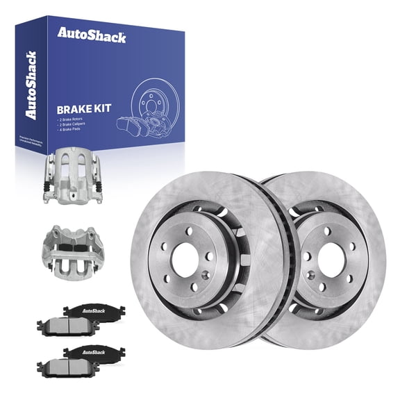 AutoShack Front Vented Brake Rotors   Ceramic Pads   Calipers 8-PC Brake Kit Replacement for 2018-2019 Ford Explorer 2017-2019 Ford Flex 2015-2019 Lincoln MKT 13.86" (352 mm)