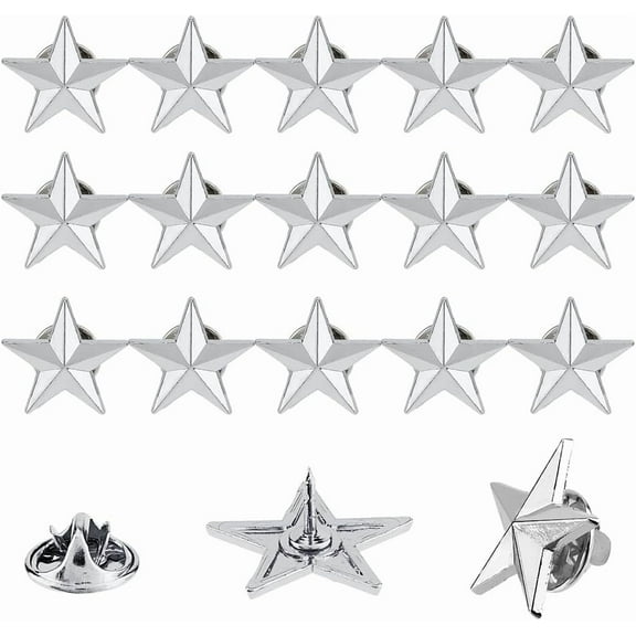 30Pcs Zinc Alloy Star Brooches Men's Shirt Collar Pins Platinum 20x20.5x4.5mm