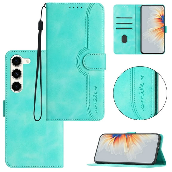 Wallet Case for Samsung S22, with Card Slots [RFID Blocking],Durable Flip Folio Kickstand Magnetic Closure Leather Wallet Wrist Strap Women Men Case for Samsung Galaxy S22, Green