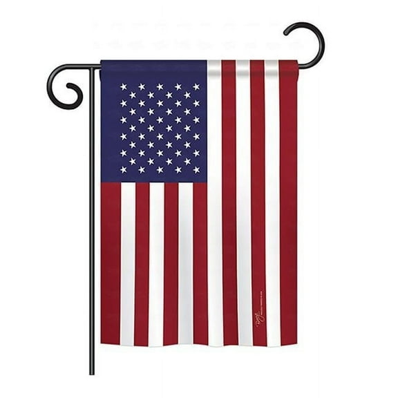 Breeze Decor BD-CY-GS-108184-IP-BO-D-US13-BD 13 x 18.5 in. USA Flags of the World Nationality Impressions Decorative Vertical Double Sided Garden Flag Set with Banner Pole