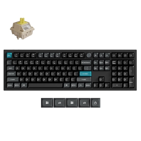 Keychron Q6 Ultra 8K Polling Rate Aluminum Wireless Mechanical Keyboard, 2.4 GHz/Bluetooth/Wired Full-Size Custom RGB, Hot-Swappable with Keychron Silk POM Banana Switch for Mac Windows Linux - Black