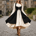 thumbnail image 2 of KLHDSF Women's's Medieval Renaissance Costume Cosplay Over Dress | 2 Pics Set,Long Flare Sleeve,Renaissance faire,Cosplay, Halloween Black M, 2 of 6
