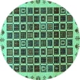 thumbnail image 1 of Ahgly Company Machine Washable Indoor Round Abstract Turquoise Blue Modern Area Rugs, 8' Round, 1 of 4