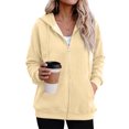 thumbnail image 4 of Women's Casual Full Zip Hoodie Jacket Long Sleeve Zip Up Hooded Sweatshirt Kangaroo Pocket Oversized Outerwear for Fall Winter, 4 of 9