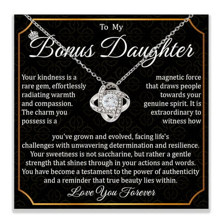 Bonus Daughter, Bonus Daughters Necklace From Stepdad, Step Daughter From Stepmom, Step Daughters, Stepdaughter Necklace From Stepmom, Stepdaughter #870, Gold Love Knot Necklace