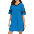 thumbnail image 4 of ylioge Plus Size Nightgowns for Women S-5X Short Sleeve V Neck Sleepshirts Ladies Casual Color-Block Pullover Homewear Mini Tshirts Dresses, 4 of 8