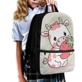 thumbnail image 3 of Pzuqiu Strawberry Cow School Backpack for Kids Girls, 17 Inch Bookbag for Girls Age 6-8,Lightweight School Bag for Preschool, Primary,Kindergarten School Supplies, 3 of 6
