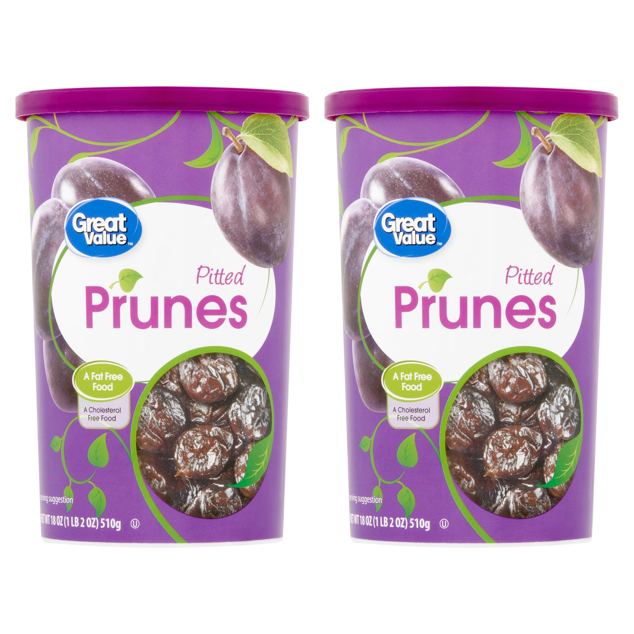(2 pack) Great Value Pitted Prunes, 18 oz