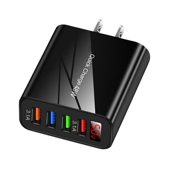 48W 4 - Port USB Wall Charger - Quick Charge 3.1A. Lightweight, Portable, Safe with Over - protection. Ideal for Travel, Charges 4 Devices Simultaneously