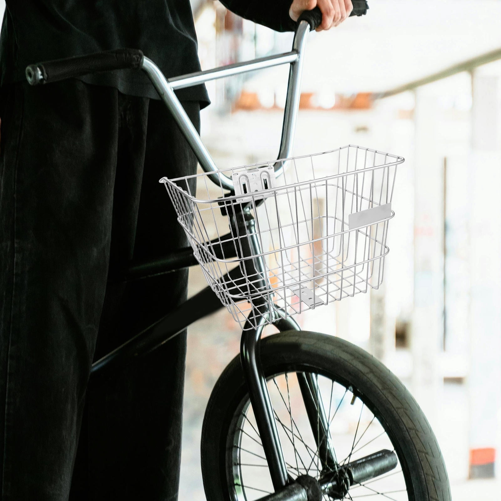 PENIKOKO Front Bike Basket Stainless Steel Carrying Basket for Daily Commuting and Essentials 1 Piece