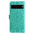 thumbnail image 3 of SaniMore for Google Pixel 7 Pro Wallet Case, Shockproof PU Leather Stand Cover with Card Slot Flip Kickstand Embossed Flower Magnetic Clasp Wrist Strap for Google Pixel 7 Pro, Green, 3 of 9