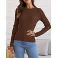 thumbnail image 3 of Women's Long Sleeve Crewneck Tops 2024 Spring Fall Clothes Ribbed Knit Sweater Slim Fitted Casual Basic Tee Shirts, 3 of 4