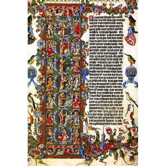 Genesis Initial Letter; Wenceslas Bible-Fine art canvas print (20" x 30")