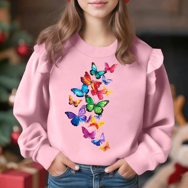 Vestido de verano para niña con estampado de flores de Pascua, manga corta, bolsillos con volantes y cuello redondo, top de poliéster