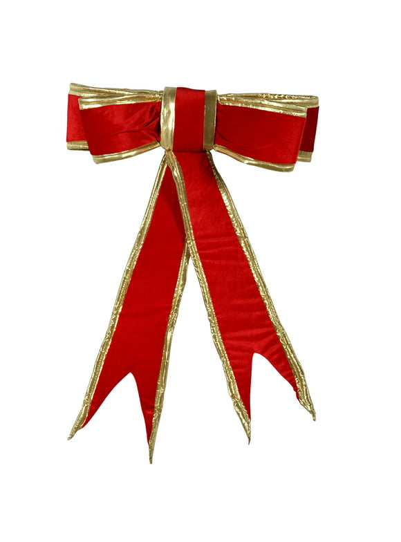 VCO Waterproof Commercial Structured Christmas Bow with Gold Edge - Red - 2' x 3'