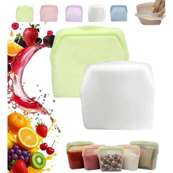 Silicone Food Storage Bags, Reusable Freezer Stasher Bag, Extra Large Boxes Kitchen Premium Foldable Container Thickened, For the Refrigerator, Stand-Up Leakproof Self-Sealing